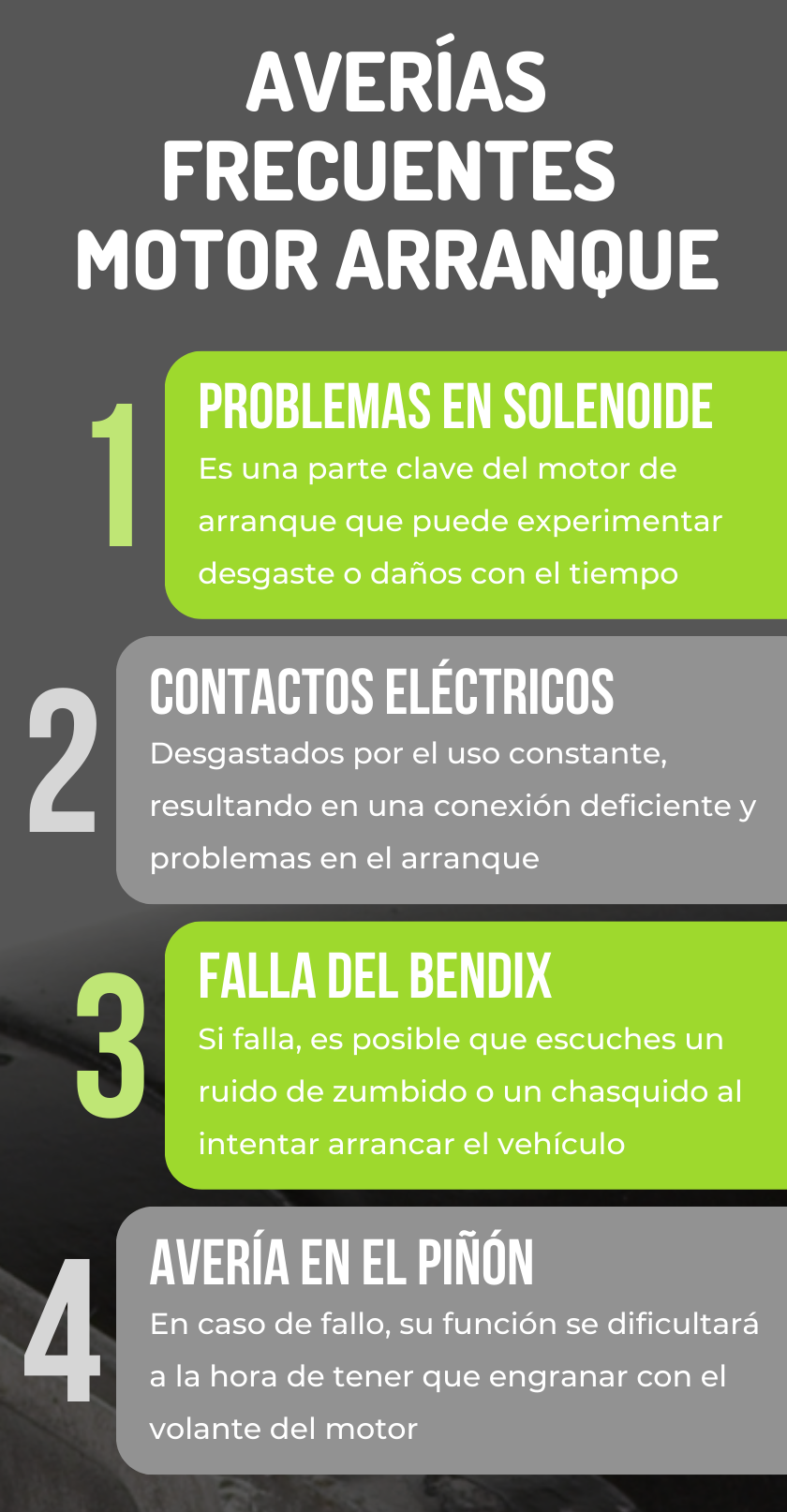 Problemas comunes en el motor de arranque