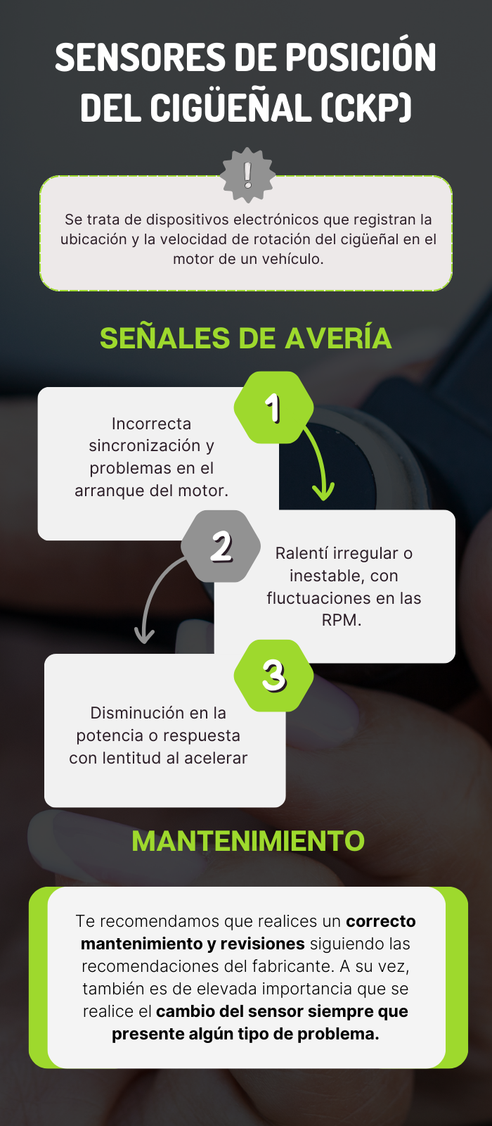 Los sensores de posición del cigüeñal en el motor