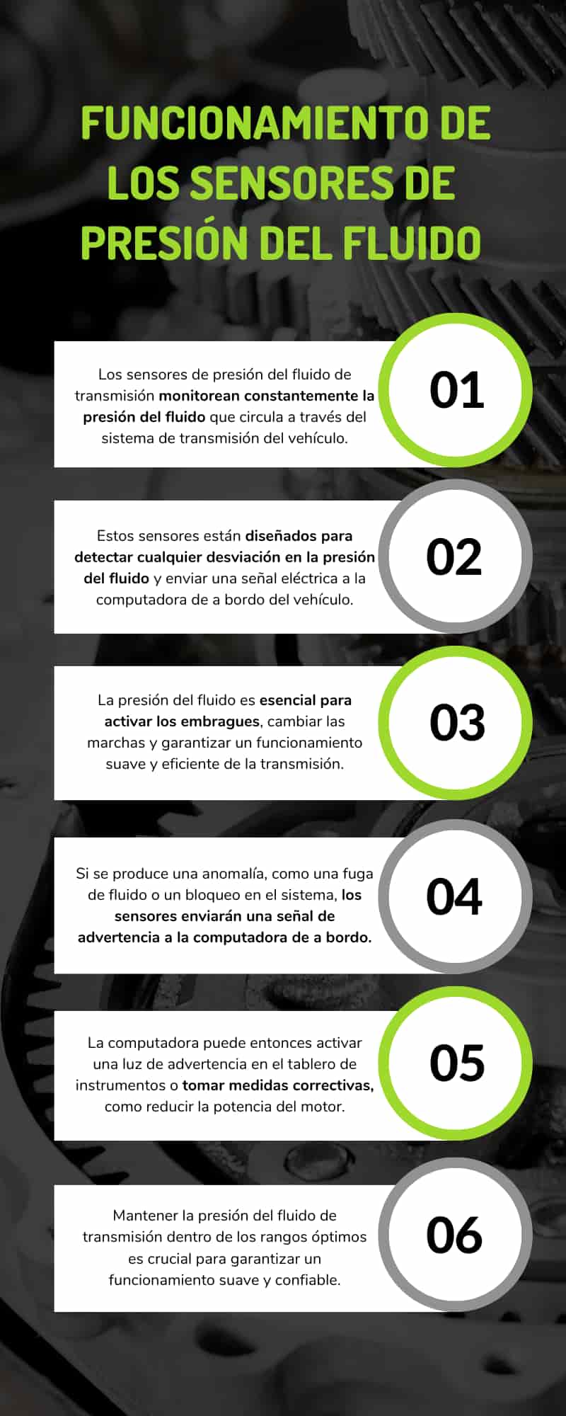 Tipos de sensores de la transmisión del coche: De presión del fluido Tipos de sensores de la transmisión del coche: De presión del fluido