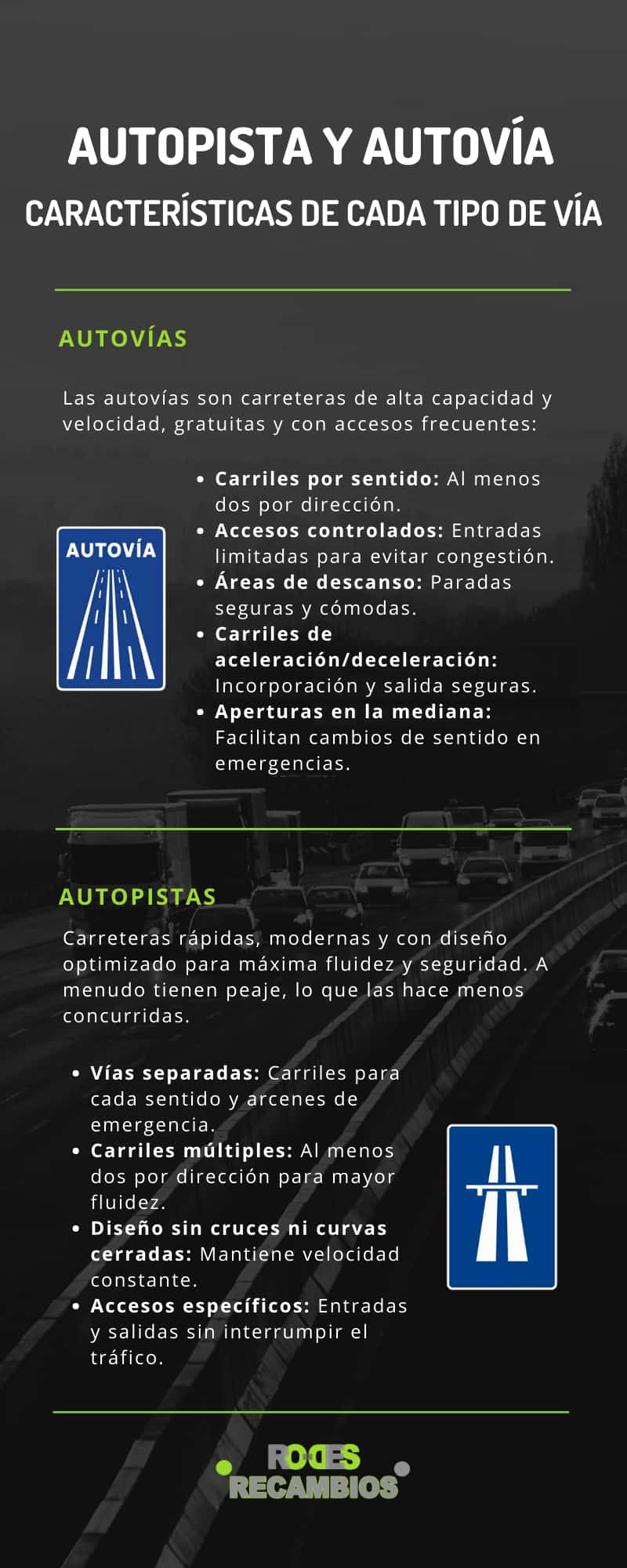 Características de las autopistas y autovías