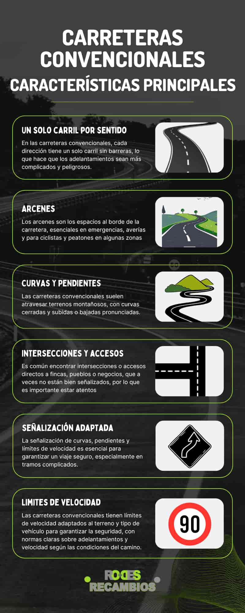 Características principales de las carreteras convencionales Características principales de las carreteras convencionales